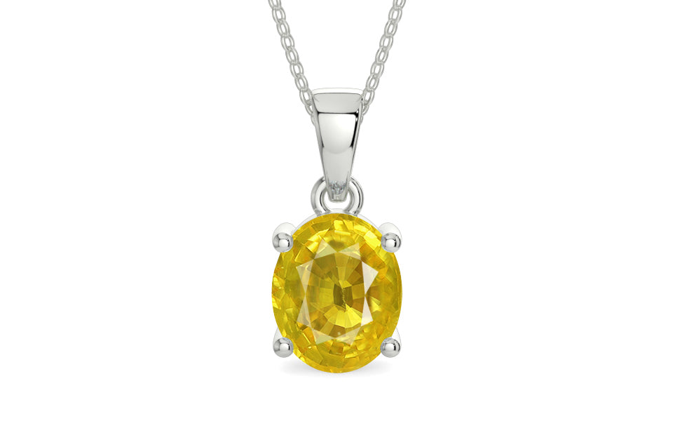 Sterling Silver Thailand Yellow Sapphire Pendant Limited Quality (P10)