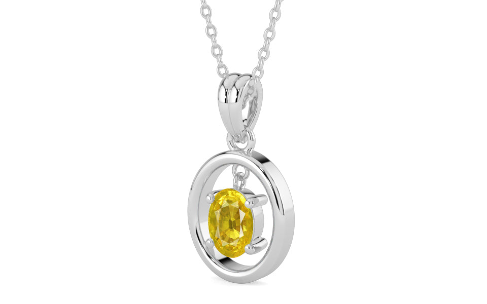 Sterling Silver Thailand Yellow Sapphire Pendant Limited Quality (P2)