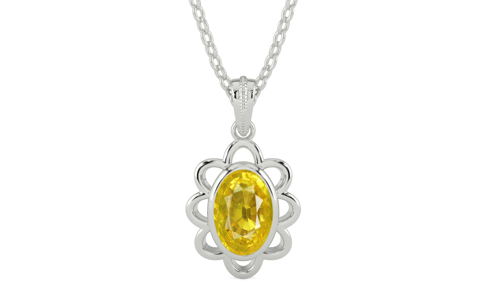 Sterling Silver Thailand Yellow Sapphire Pendant Limited Quality (P3)