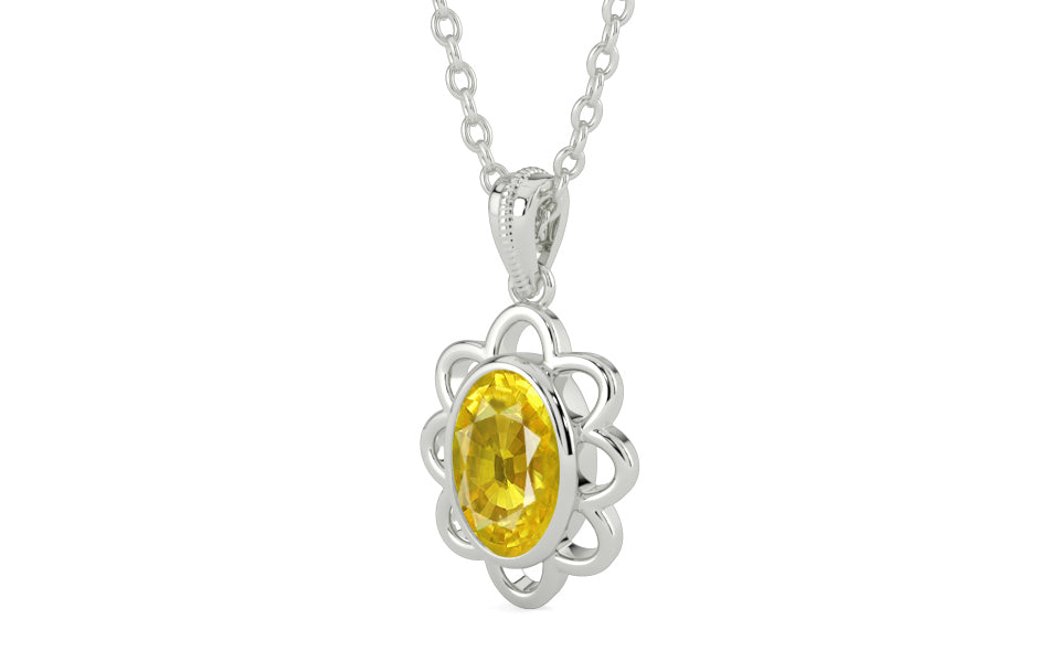 Sterling Silver Thailand Yellow Sapphire Pendant Limited Quality (P3)