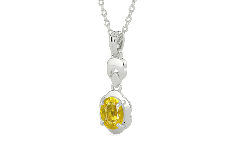 Sterling Silver Thailand Yellow Sapphire Pendant Limited Quality (P6)