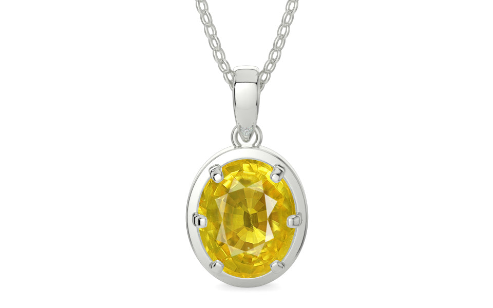 Sterling Silver Thailand Yellow Sapphire Pendant Limited Quality (P8)
