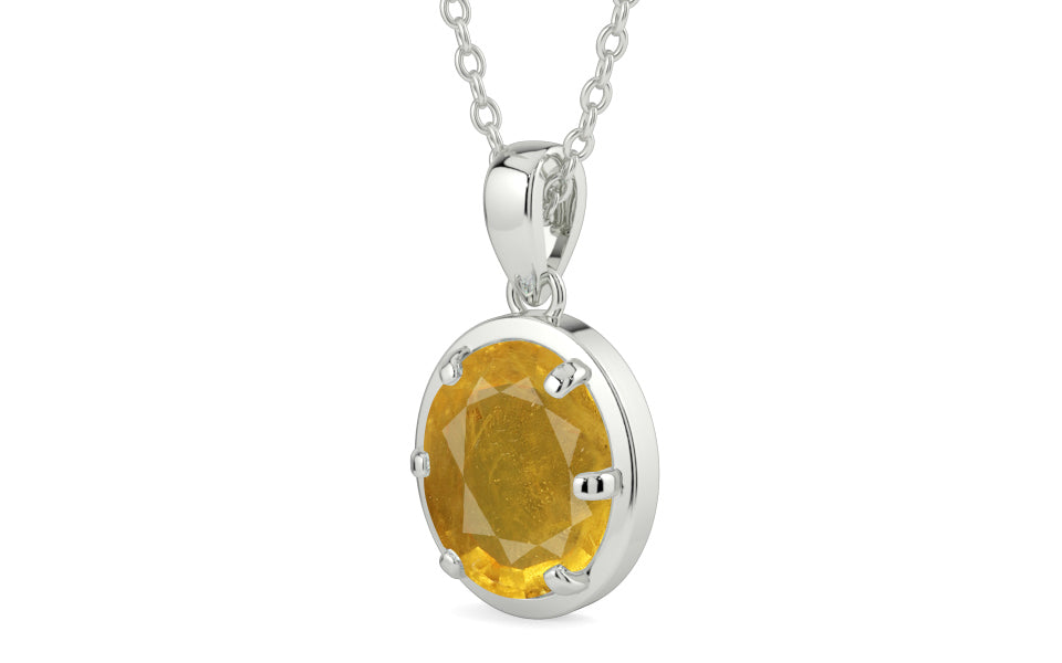 Sterling Silver Thailand Yellow Sapphire Pendant Prime Quality (P8)