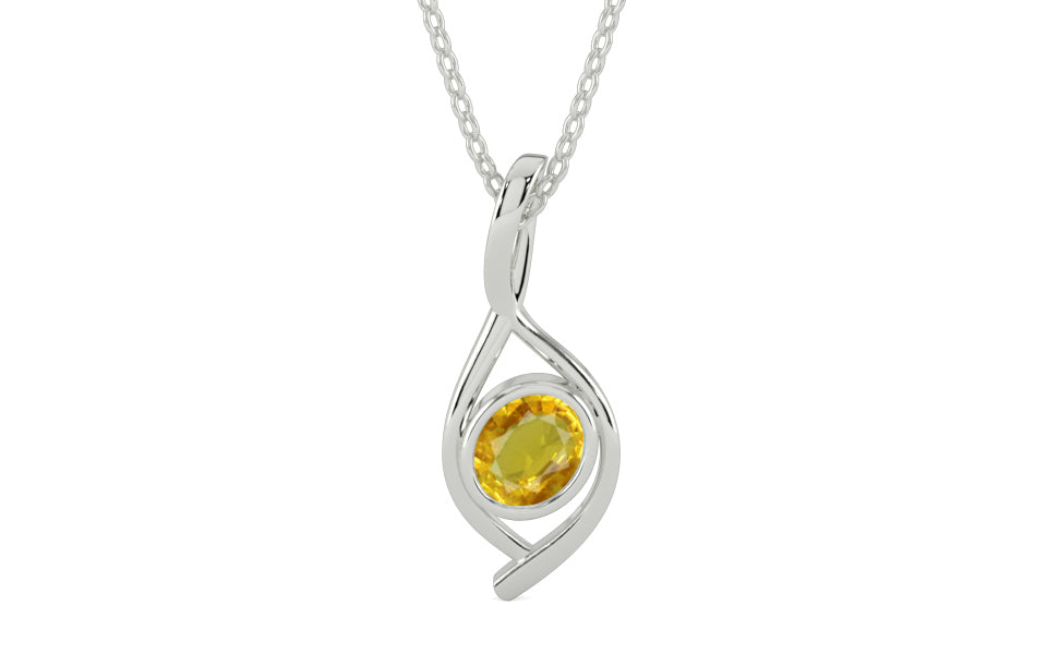 Sterling Silver Thailand Yellow Sapphire Pendant Rare Quality (P1)