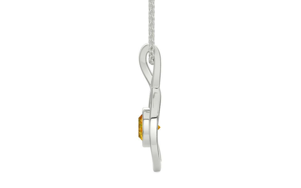 Sterling Silver Thailand Yellow Sapphire Pendant Rare Quality (P1)