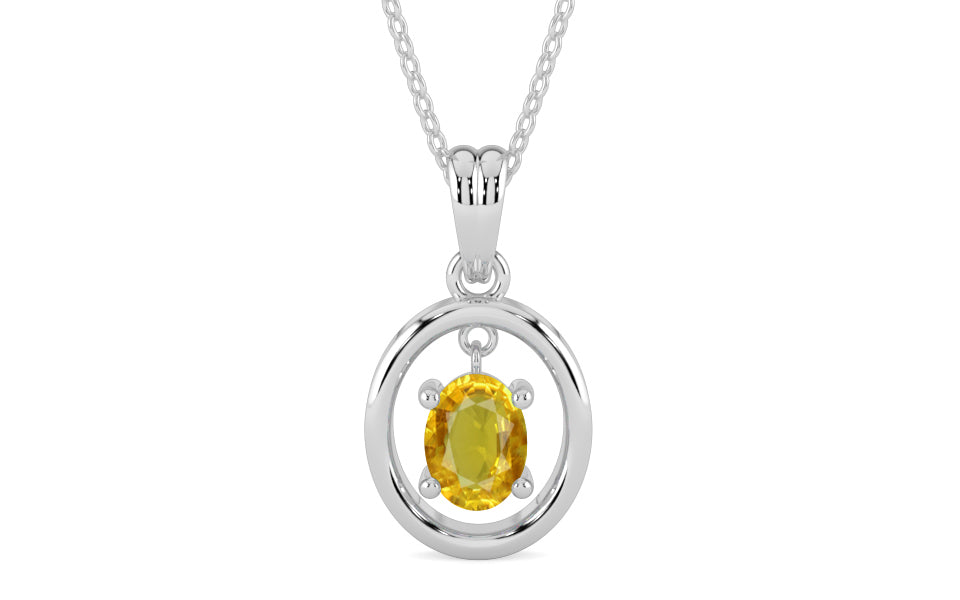 Sterling Silver Thailand Yellow Sapphire Pendant Rare Quality (P2)