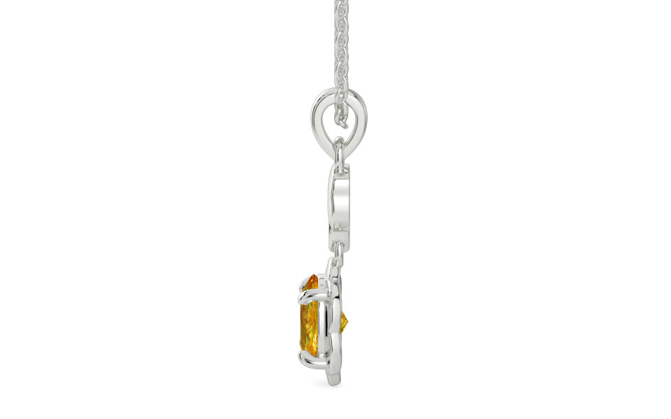Sterling Silver Thailand Yellow Sapphire Pendant Rare Quality (P6)