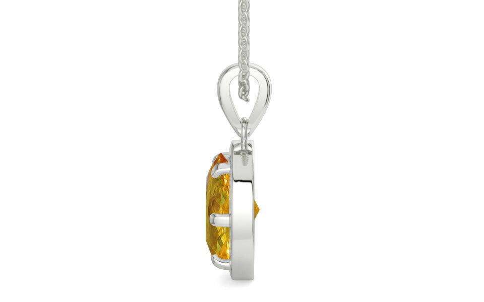 Sterling Silver Thailand Yellow Sapphire Pendant Rare Quality (P8)