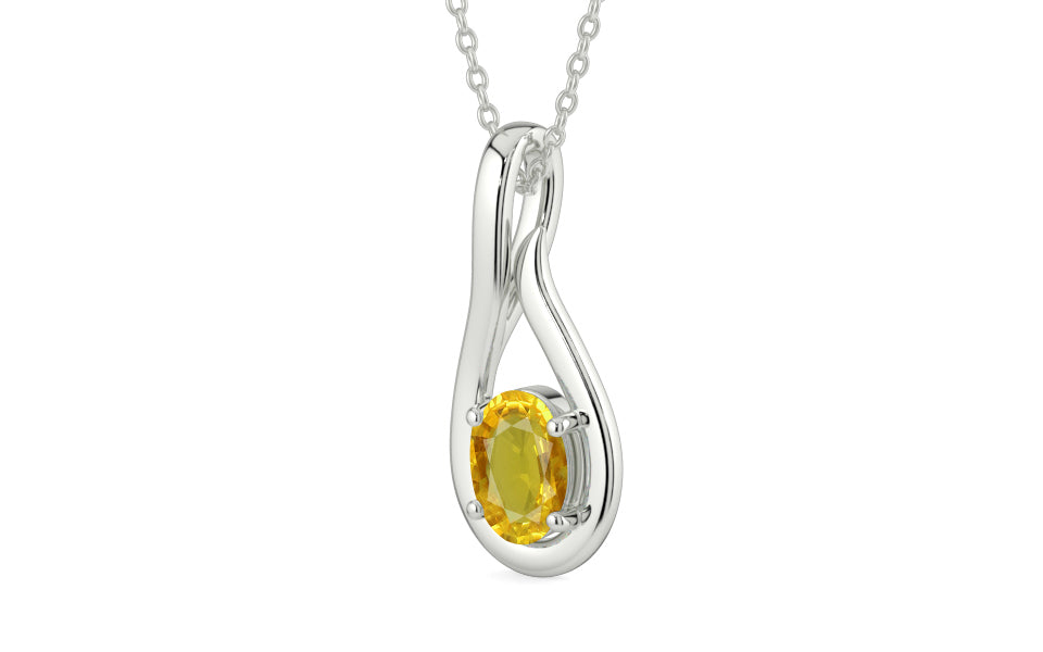 Sterling Silver Thailand Yellow Sapphire Pendant Rare Quality (P9)