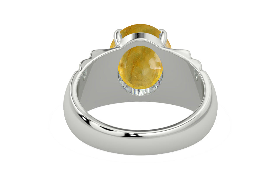 Sterling Silver Thailand Yellow Sapphire Ring Fine Quality (R4)