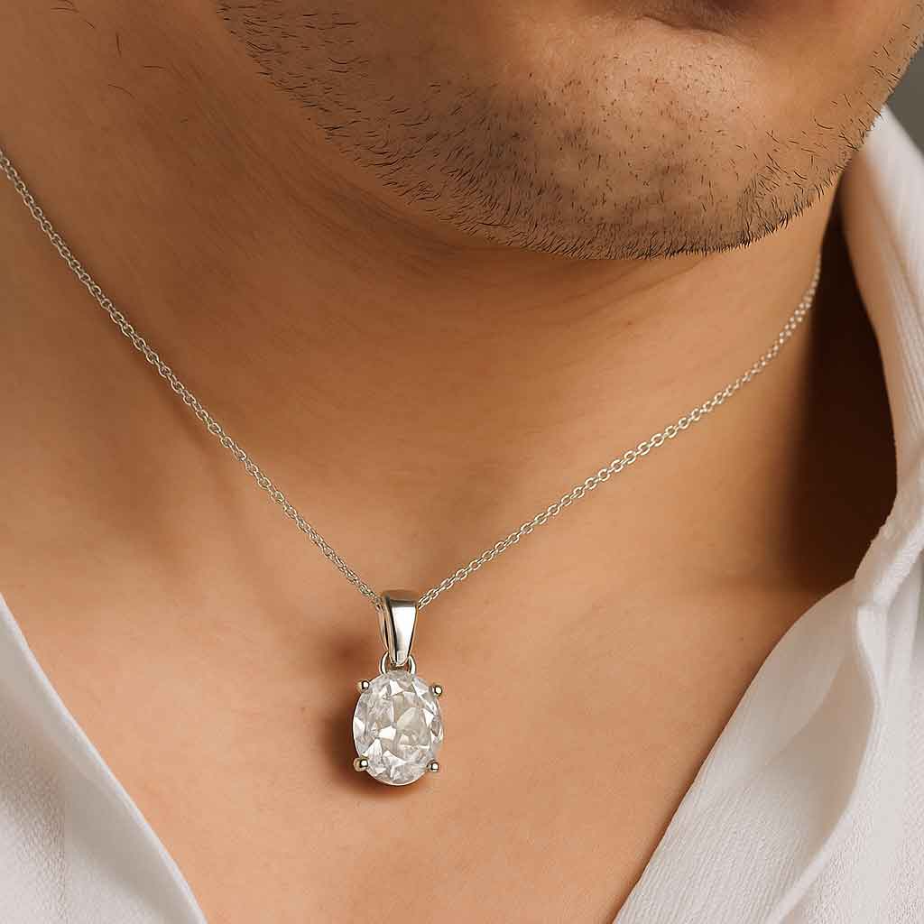 Stunning Sterling Silver Zircon Stone Pendant