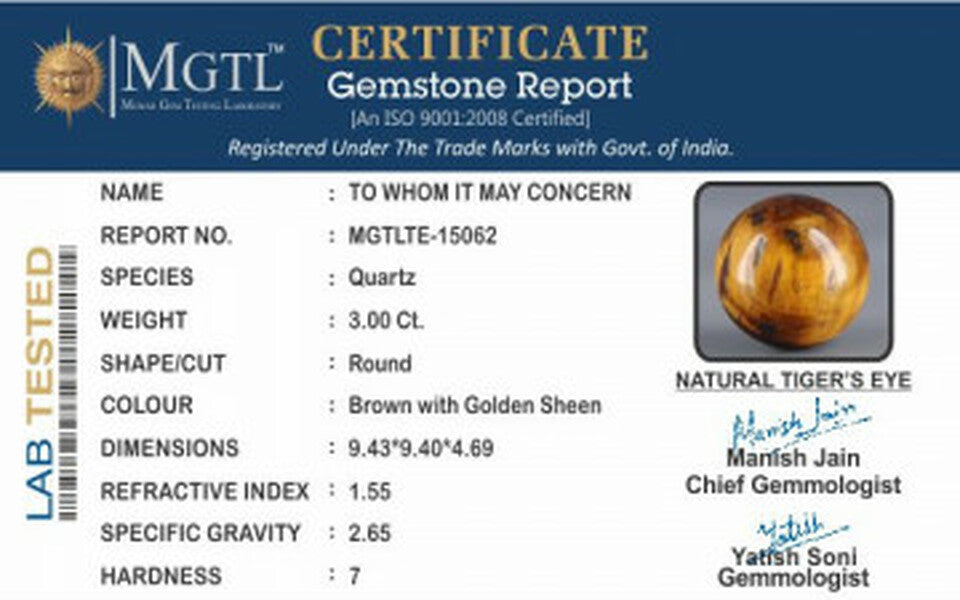 Tiger's Eye - TE 15062 Prime - Quality  3.0 Carat
