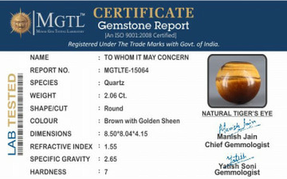 Tiger's Eye - TE 15064 Prime - Quality  2.06 Carat