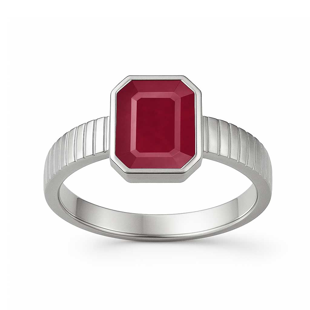 Traditional 925 Silver Ruby (Manik) Ring for Women