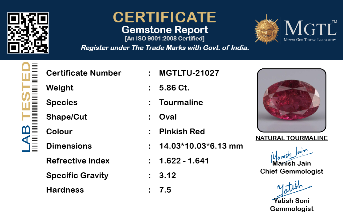 Tourmaline - 5.86 Carat Prime Quality TU-21027