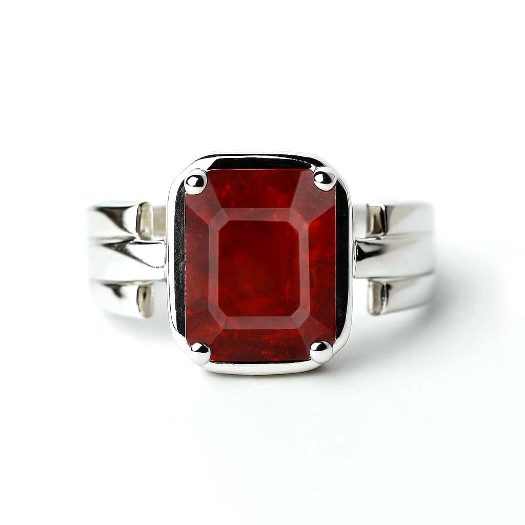 Unique Crafted Sterling Silver Hessonite Gomed Stone Ring for Men