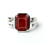 Unique Crafted Sterling Silver Hessonite Gomed Stone Ring for Men