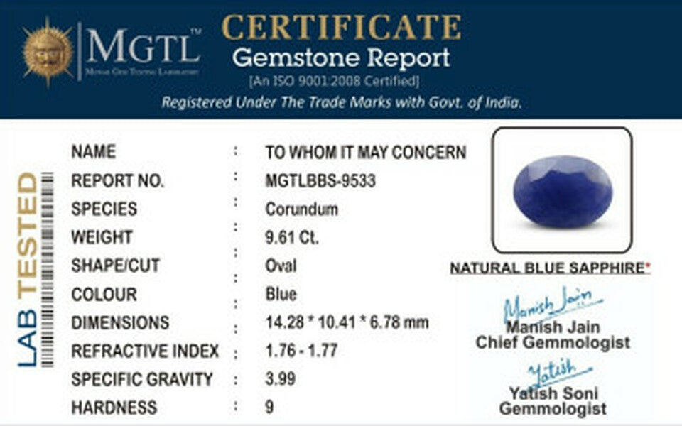 Blue Sapphire - BBS 9533 (Origin - Africa) Fine - Quality