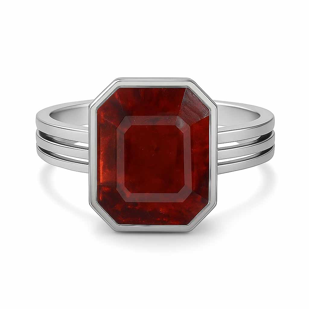 Vintage Sterling Silver Hessonite Garnet Men’s Ring
