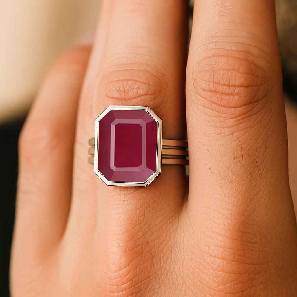 Vintage Sterling Silver Ruby Men’s Ring