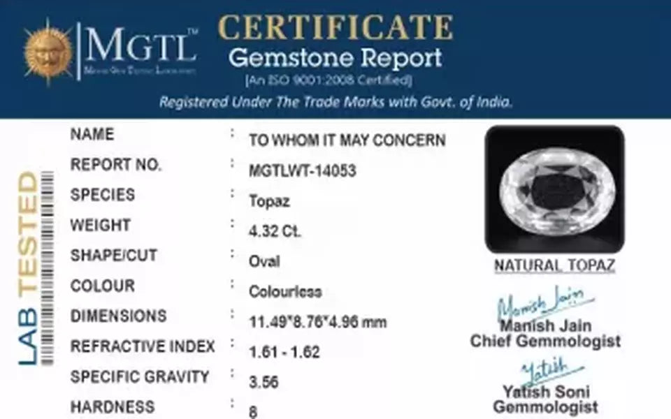 White Topaz - 4.32 Carat Prime Quality WT-14053