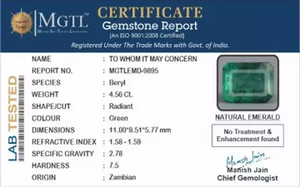 Emerald - 4.56 Carats