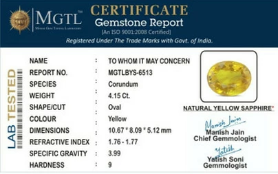 Yellow Sapphire - BYS 6513 (Origin - Thailand) Limited -Quality