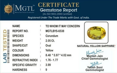 Yellow Sapphire - BYS 6538 (Origin - Thailand) Limited -Quality