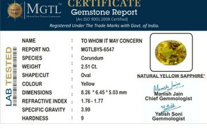 Yellow Sapphire - BYS 6547 (Origin - Thailand) Limited -Quality