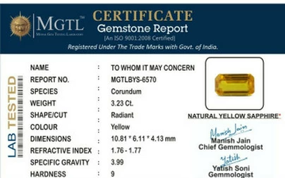 Yellow Sapphire - BYS 6570 (Origin - Thailand) Limited -Quality