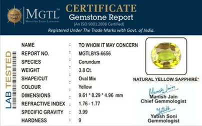 Yellow Sapphire - BYS 6656 (Origin - Thailand) Limited - Quality