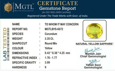 Yellow Sapphire - BYS 6672 (Origin - Thailand) Limited - Quality