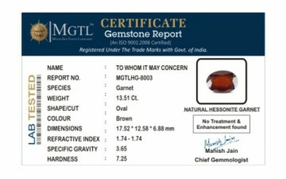 Hessonite Garnet - HG 8003 (Origin - African) Prime - Quality