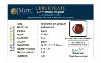 Hessonite Garnet - HG 8008 (Origin - African) Prime - Quality