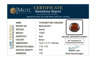 Hessonite Garnet - HG 8017 (Origin - African) Prime - Quality