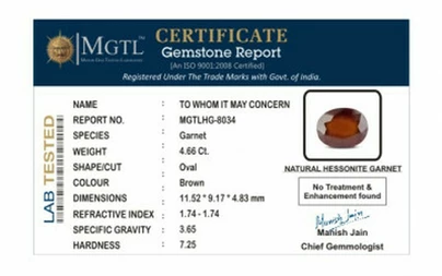 Hessonite Garnet - HG 8034 (Origin - African) Prime - Quality