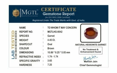 Hessonite Garnet - HG 8042 (Origin - African) Prime - Quality