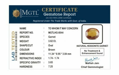 Hessonite Garnet - HG 8044 (Origin - African) Limited - Quality