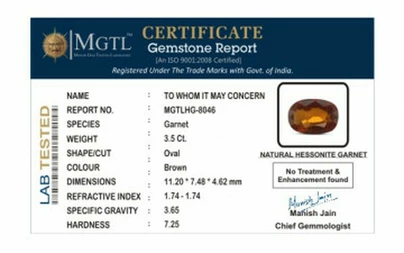 Hessonite Garnet - HG 8046 (Origin -Africa) Fine - Quality