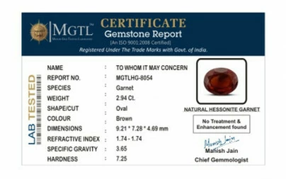 Hessonite Garnet - HG 8054 (Origin - Africa) Prime - Quality
