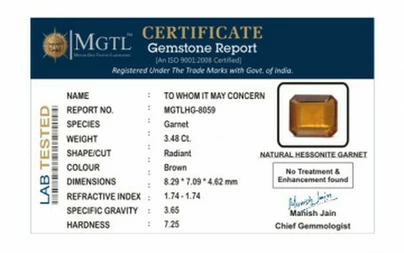 Ceylon Hessonite Garnet - 3.48 Carat Limited Quality HG-8059
