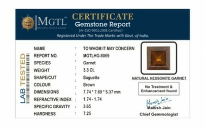 Ceylon Hessonite Garnet - 3.3 Carat Prime Quality HG-8069