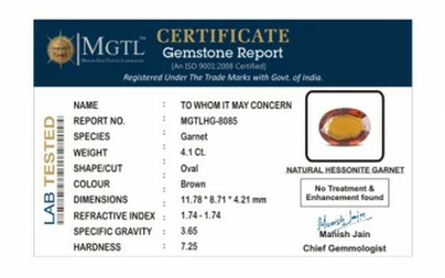 Ceylon Hessonite Garnet - 4.1 Carat Limited Quality HG-8085