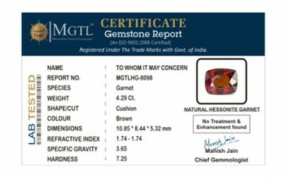 Hessonite Garnet - HG 8098 (Origin - Ceylon) Limited - Quality