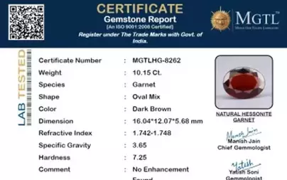 Ceylon Hessonite Garnet  10.15 Carat Limited Quality  HG-8262