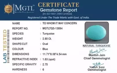 Arizona Turquoise - 2.85 Carat Prime Quality TQS-13694
