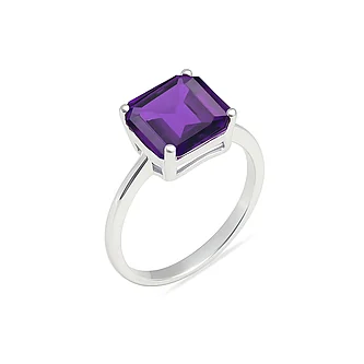 Royal Collection Sterling Silver Amethyst Ring for Women