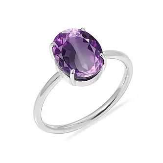 Designer Sterling Silver Amethyst Gemstone Ring for Her