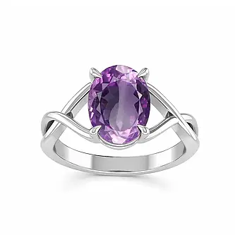 Modern Sterling Silver Amethyst Gemstone Women’s Ring
