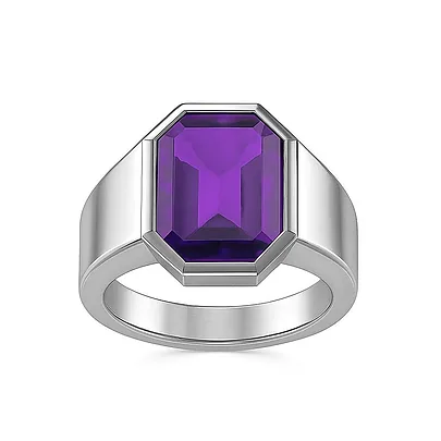 925 Sterling Silver Modern Amethyst Ring For Men